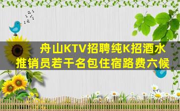 舟山KTV招聘纯K招酒水推销员若干名包住宿路费六候